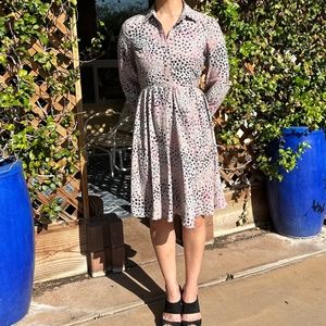 Hot Pink, black, white, gold, navy polka dot Kate Spade Outlet Dress size 4